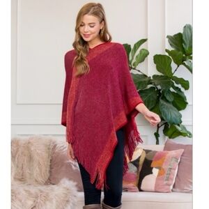 Beautiful Poncho Red Magenta OS Ruggine